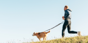 running with dog